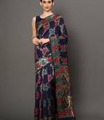 Glemora NevyBlue Beautiful Ethnic Wear Silk Blend Banarasi Traditional Saree