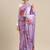 Lavender Color Heavy Japan Satin Printed With Pearl Lace Border Work Saree With Un Stitched Blouse