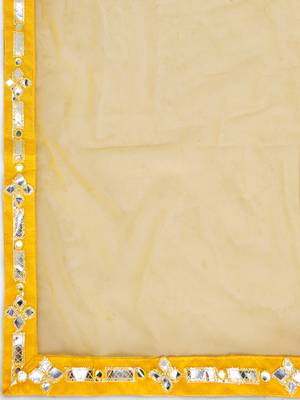 Yellow and SilverToned Embellished Mirror Work Semi stitched Lehenga and Unstitched Blouse With 8