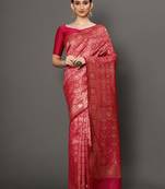 Glemora Pink Fancy Ethnic Wear Silk Blend Banarasi Traditional Saree
