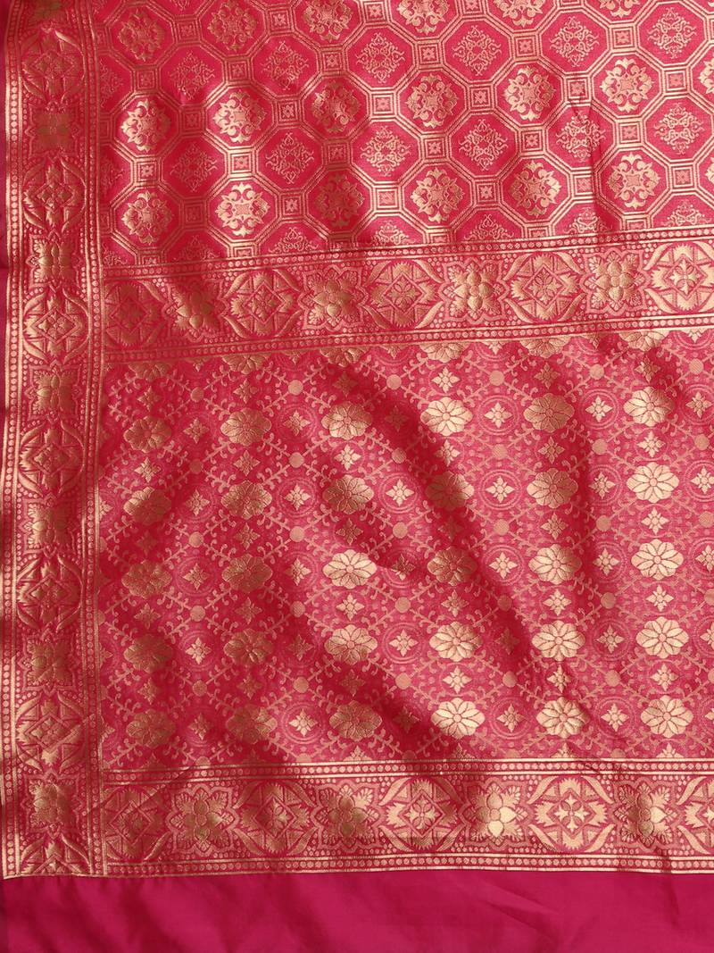 Glemora Pink Fancy Ethnic Wear Silk Blend Banarasi Traditional Saree