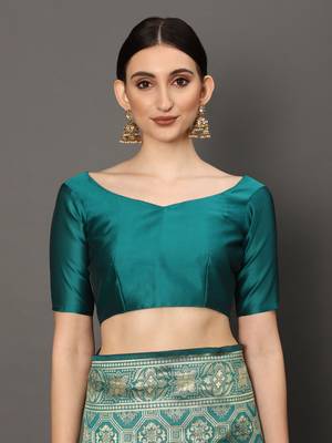 Glemora Rama Fancy Ethnic Wear Silk Blend Banarasi Traditional Saree 4