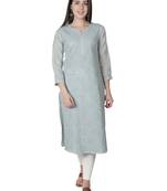 Hand Embroidered Grey Cotton Lucknowi Chikankari Kurti
