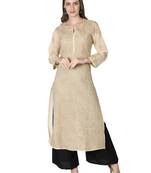 Hand Embroidered Fawn Cotton Lucknowi Chikankari Kurti