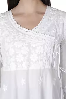 Seva Chikan Hand Embroidered White Cotton Lucknowi Chikankari Kurti
