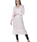 Hand Embroidered Pink Cotton Lucknowi Chikankari Kurti