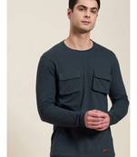 Dark Blue Double Pocket Full Sleeve Regular T-Shirt