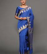 Glemora Blue Beautiful Ethnic Wear Silk Blend Banarasi Traditional Saree