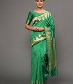 Glemora Green Beautiful Ethnic Wear Silk Blend Banarasi Traditional Saree