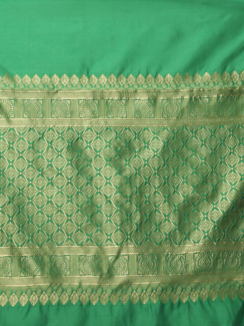 Glemora Green Beautiful Ethnic Wear Silk Blend Banarasi Traditional Saree