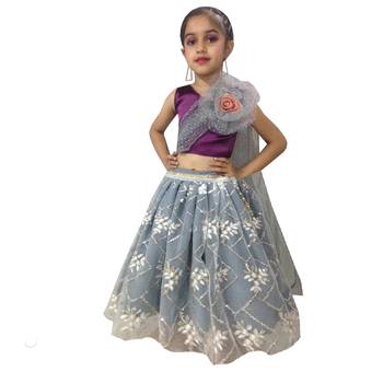 Aglare embroidered Beautiful lehenda choli with attached dupatta. purple 1