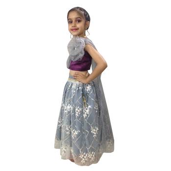 Aglare embroidered Beautiful lehenda choli with attached dupatta. purple 3