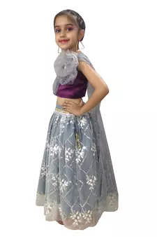 Aglare embroidered Beautiful lehenda choli with attached dupatta. purple