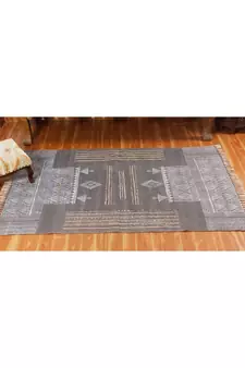 8x11 Ft Hand Block Printed Rug Handmade Cotton Dhurrie Area Kitchen Carpet Flatwoven Throw Rug