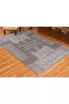 11x11 Ft Hand Block Printed Rug Handmade Cotton Dhurrie Area Kitchen Carpet Flatwoven Throw Rug