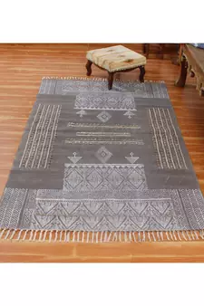 4x12 Ft Hand Block Printed Rug Handmade Cotton Dhurrie Area Kitchen Carpet Flatwoven Throw Rug