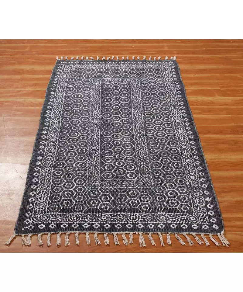 7x7 Ft Indian Cotton Rug Kitchen Rug Yoga Garden Rug Dining Room Rug Handmade Rug Area Rug
