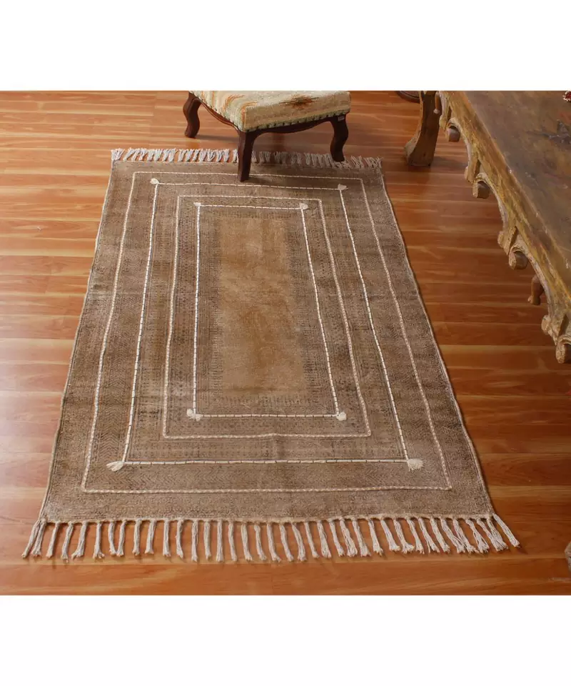5x8 Ft Handmade Cotton Dhurrie Area Kitchen Carpet Flatwoven Throw Rug