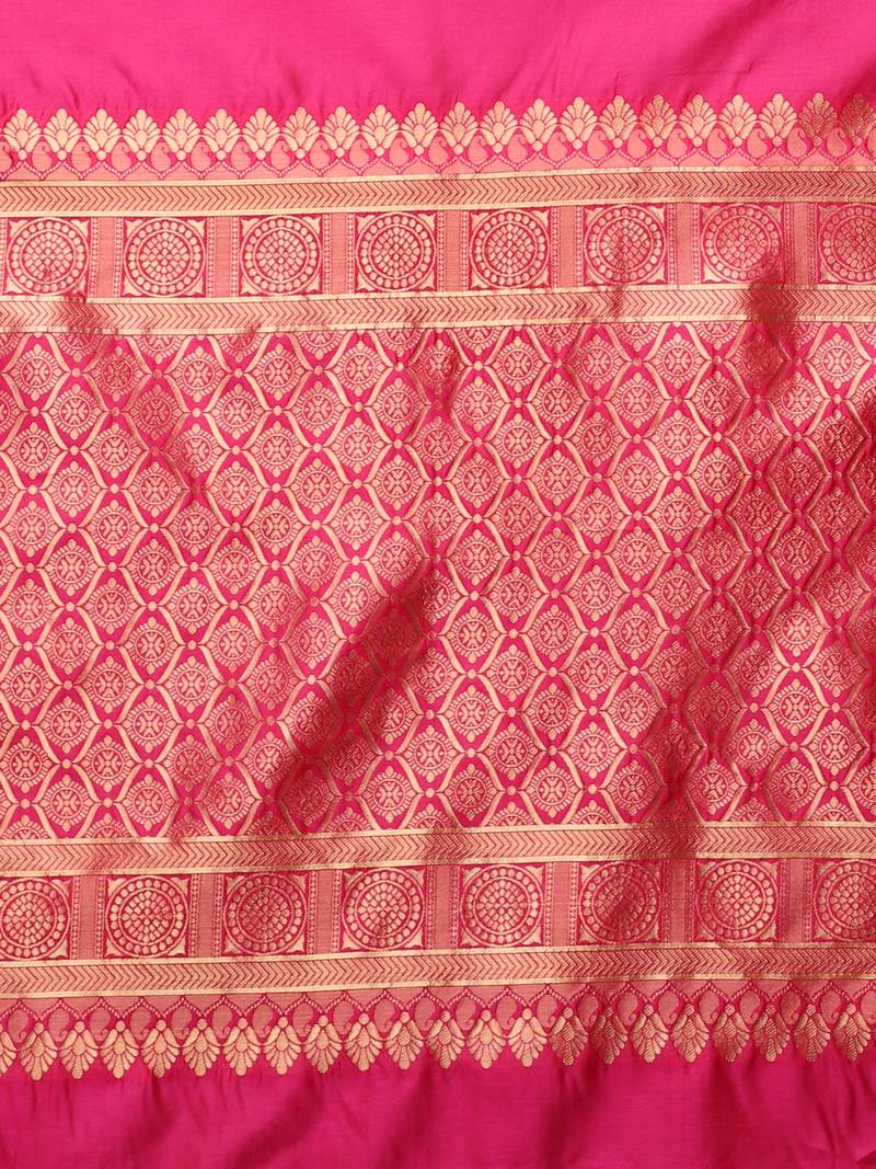 Glemora Pink Beautiful Ethnic Wear Silk Blend Banarasi Traditional Saree