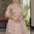 peach colored mirror, zari, zarkan, thread, embroidered organza semi stitched lehenga