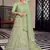 pista green colored mirror, zari, zarkan, thread, embroidered organza semi stitched lehenga