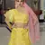 Delightful Yellow thread embroidered with mirror work art Silk party wear Lehenga choli