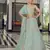 Turquoise gotta patti organza semi stitched lehenga