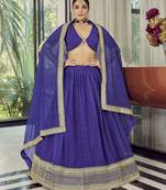 Purple sequins embroidered organza Semi Stitched bollywood Lehenga