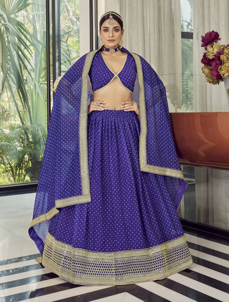 Purple sequins embroidered organza Semi Stitched bollywood Lehenga