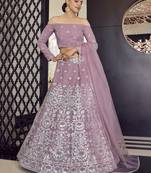 Mauve gota patti with thread embroidered georgette Bridal Lehenga