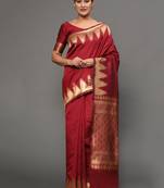 Glemora Red Beautiful Ethnic Wear Silk Blend Banarasi Traditional Saree