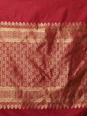 Glemora Red Beautiful Ethnic Wear Silk Blend Banarasi Traditional Saree 5