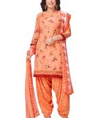 Orange printed synthetic salwar