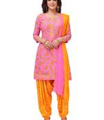 Pink printed synthetic salwar