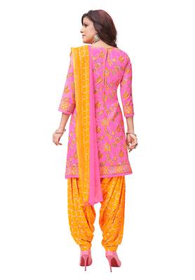 Pink printed synthetic salwar 2