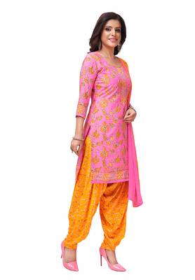 Pink printed synthetic salwar 3