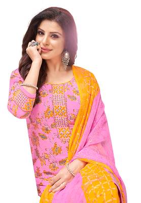 Pink printed synthetic salwar 4