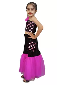Aglare velvet net palazzo set with matching purse