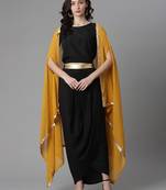 Ahalyaa Women Women Black & Mustard Yellow Top with Skirt