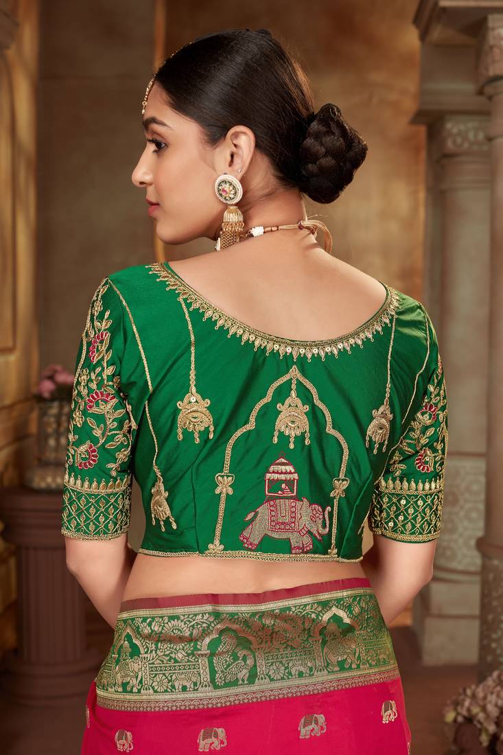 Pink woven banarasi silk saree 