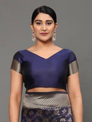 Glemora NevyBlue Designer Ethnic Wear Silk Blend Banarasi Traditional Saree 4