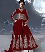 Red embroidered georgette salwar