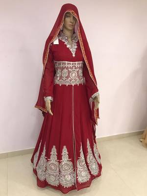 Red embroidered georgette salwar 2