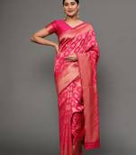 Glemora Pink Designer Ethnic Wear Silk Blend Banarasi Traditional Saree