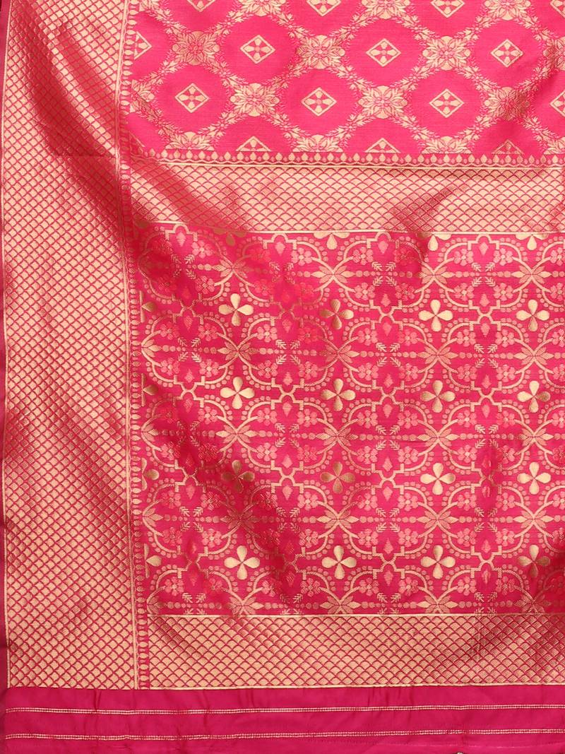 Glemora Pink Designer Ethnic Wear Silk Blend Banarasi Traditional Saree