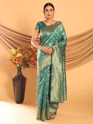 Glemora Pink Designer Ethnic Wear Silk Blend Banarasi Traditional Saree 3