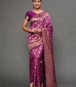 Glemora Wine Designer Ethnic Wear Silk Blend Banarasi Traditional Saree