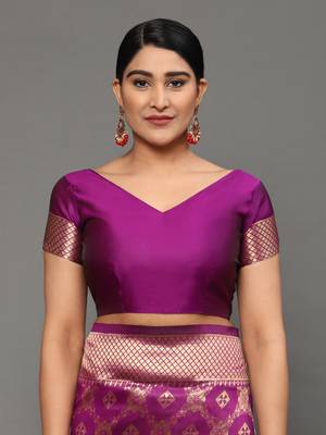 Glemora Wine Designer Ethnic Wear Silk Blend Banarasi Traditional Saree 4