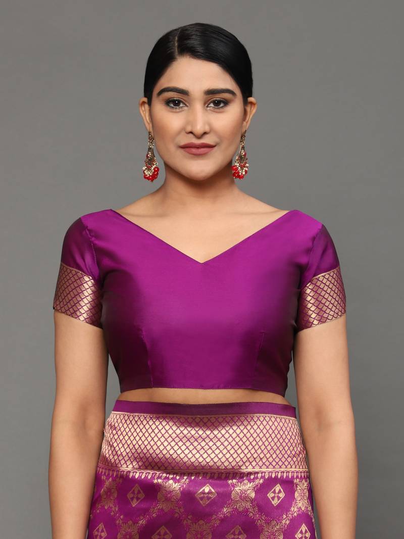 Glemora Wine Designer Ethnic Wear Silk Blend Banarasi Traditional Saree