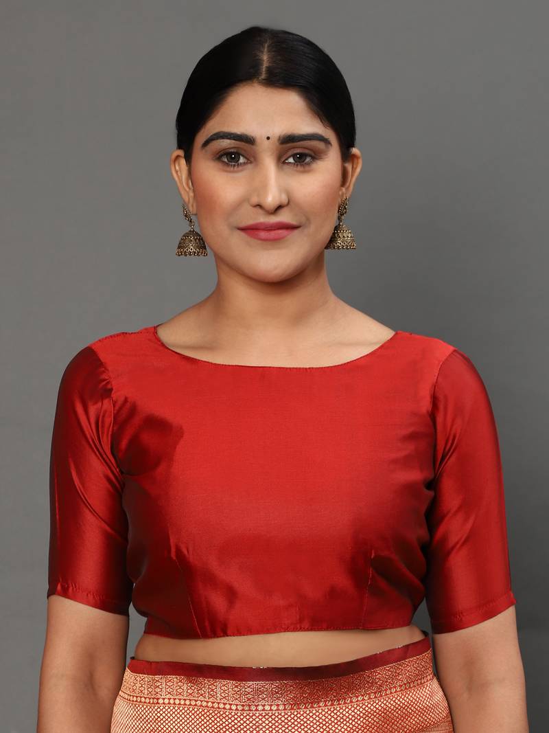 Glemora BlackRed Beautiful Ethnic Wear Silk Blend Banarasi Traditional Saree